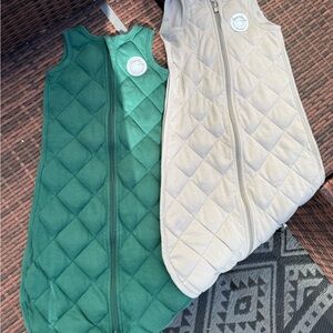 Quilted Kids Pajamas - Green and Cream